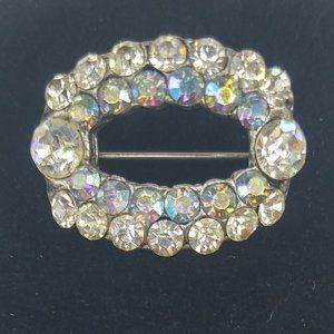 Vintage Clear Aurora Borealis Swarovski Crystal Brooch